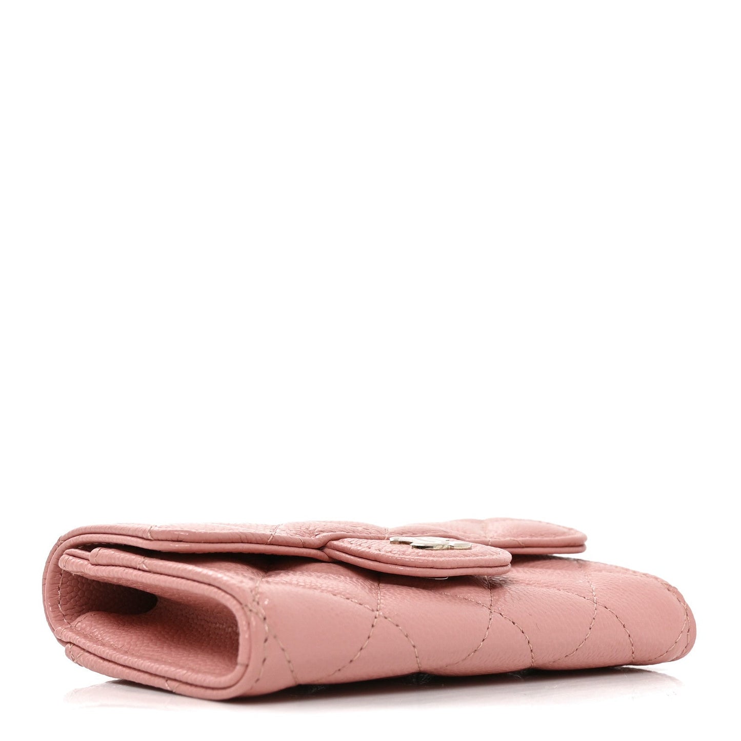 Caviar Quilted Flap Card Holder Wallet Light Pink