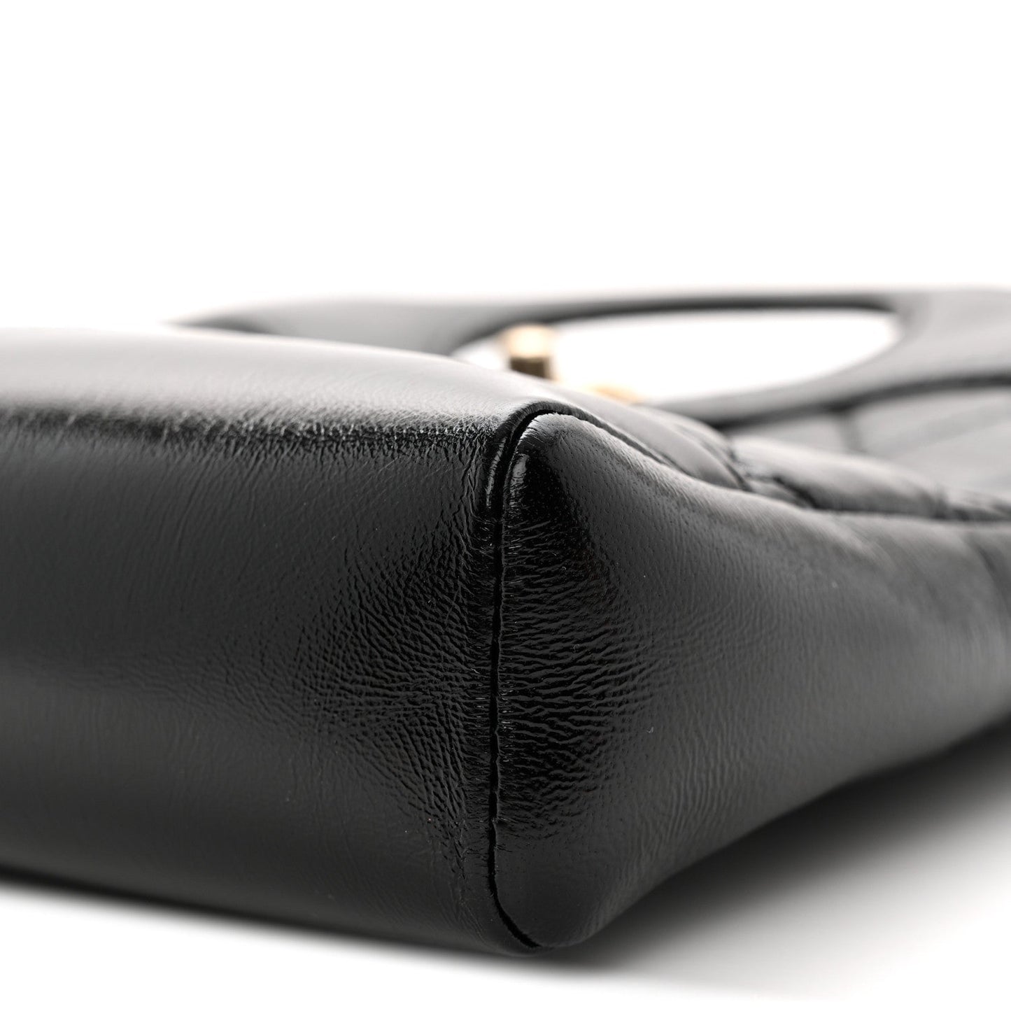 Shiny Lambskin Quilted Mini 31 Shopping Bag Black
