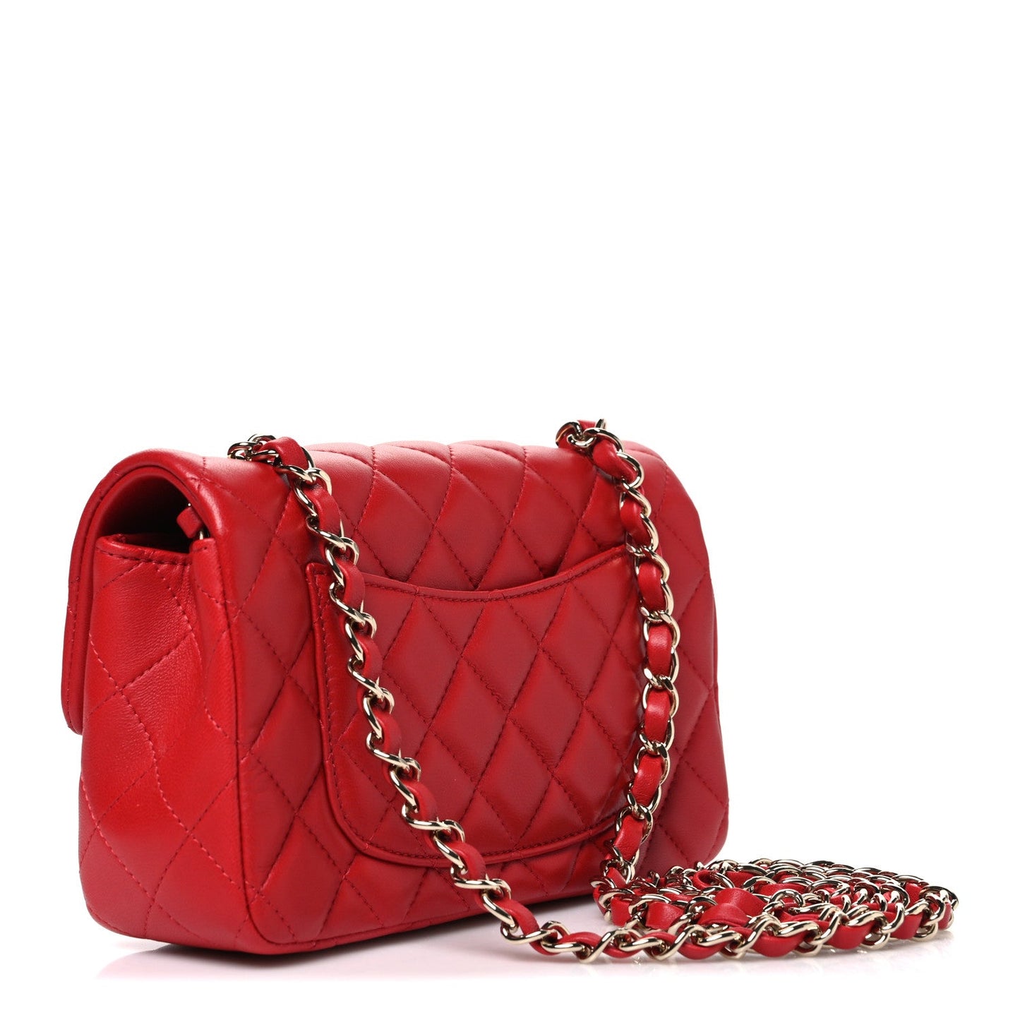 Lambskin Quilted Mini Rectangular Flap Red