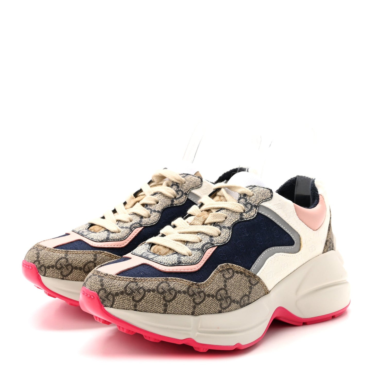 GG Supreme Monogram Mix Monogram Womens Rhyton Sneakers 35.5 London Blue Beige Pale Pink