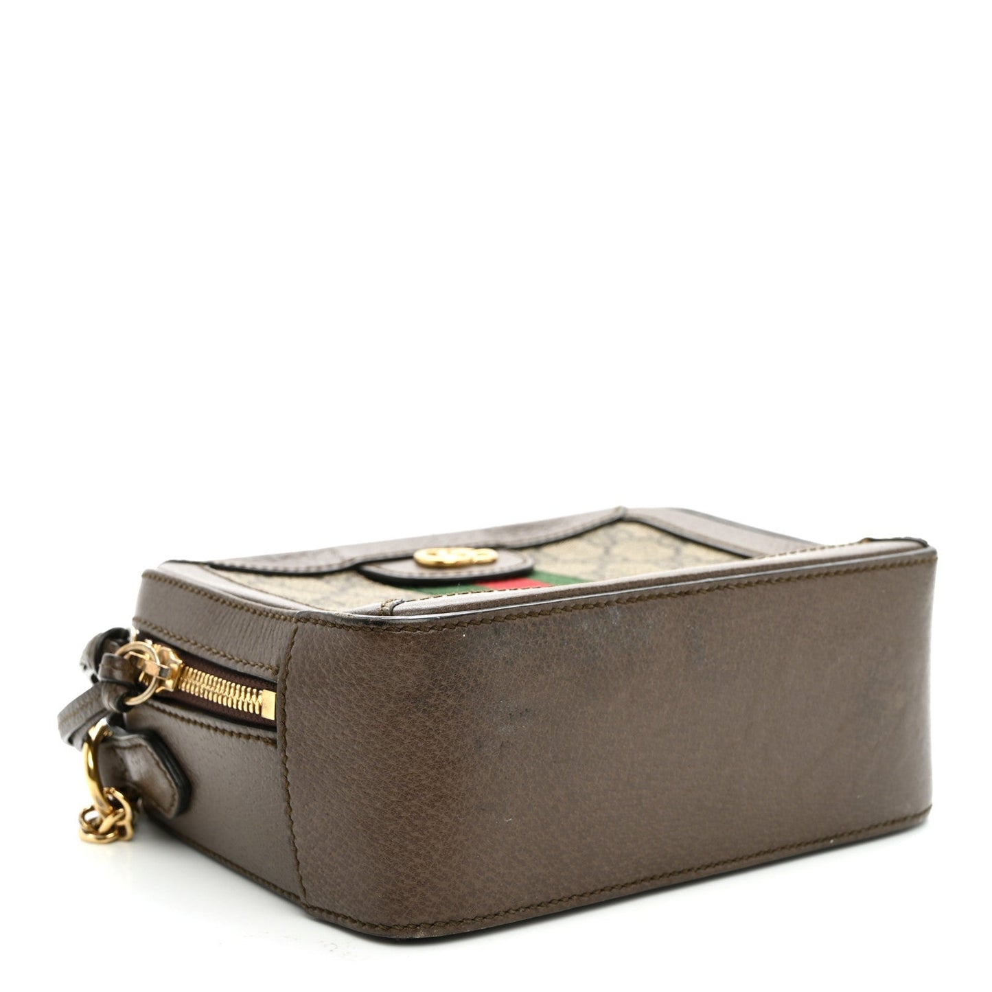 GG Supreme Monogram Mini Ophidia Top Handle Shoulder Bag Brown
