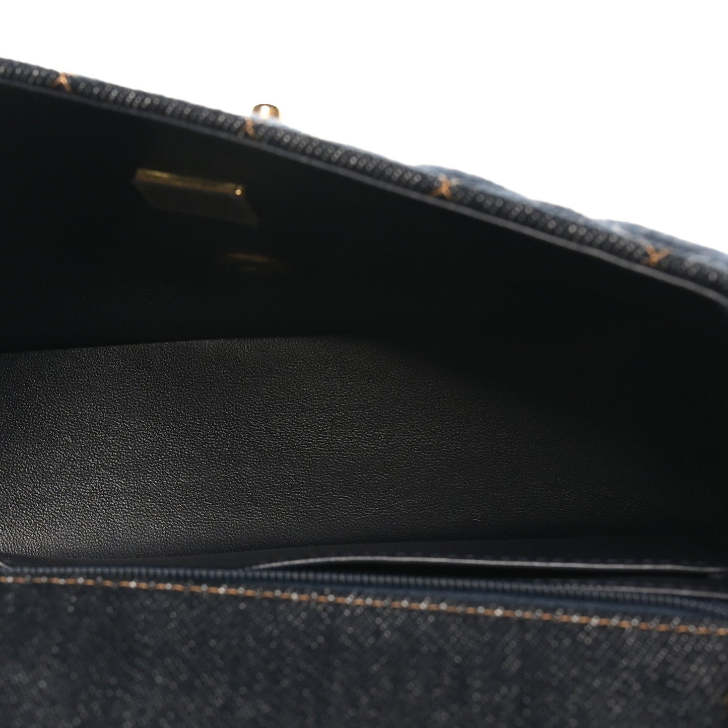 Denim Quilted Mini Rectangular Flap Dark Blue