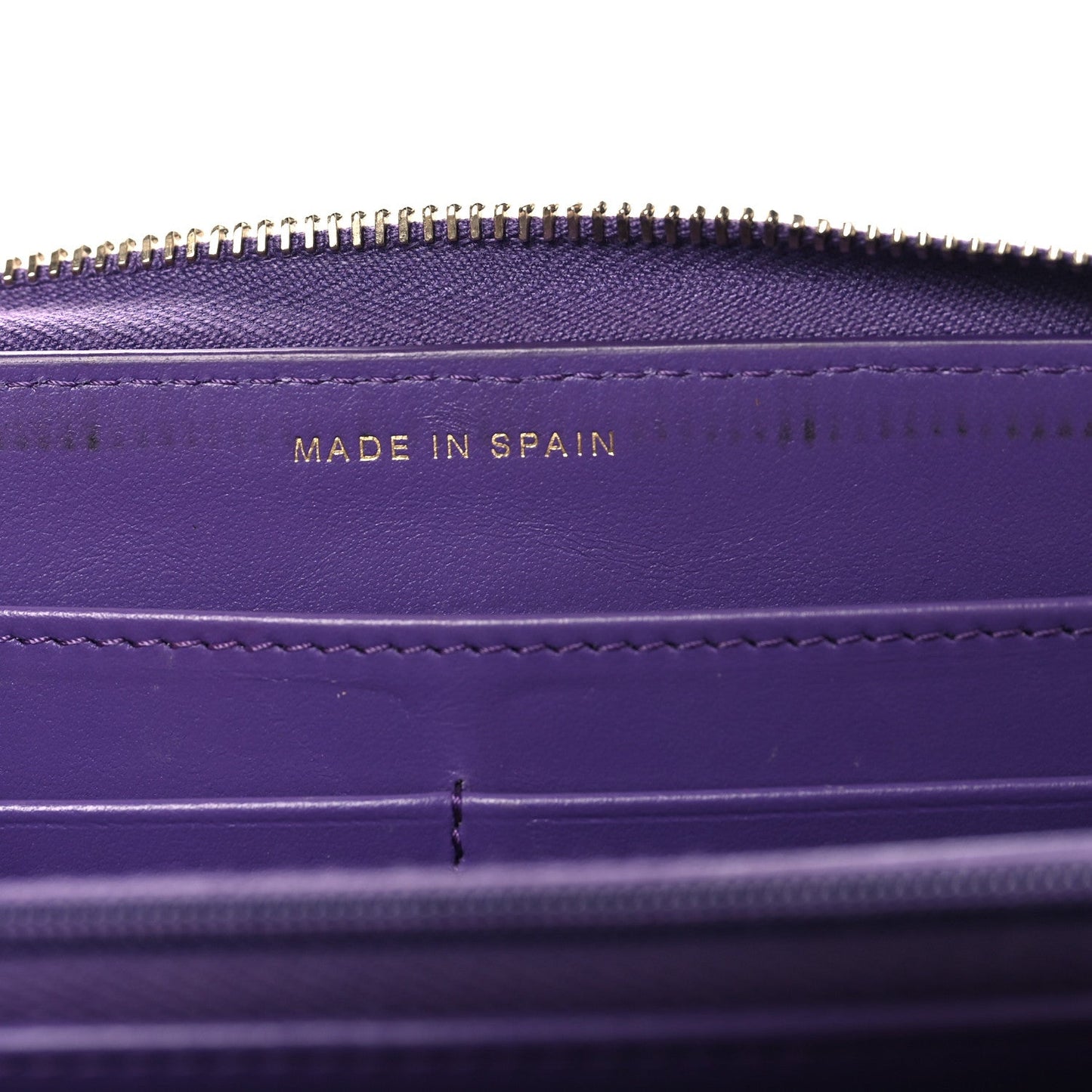 Caviar Quilted Large Gusset Zip Around Wallet Purple