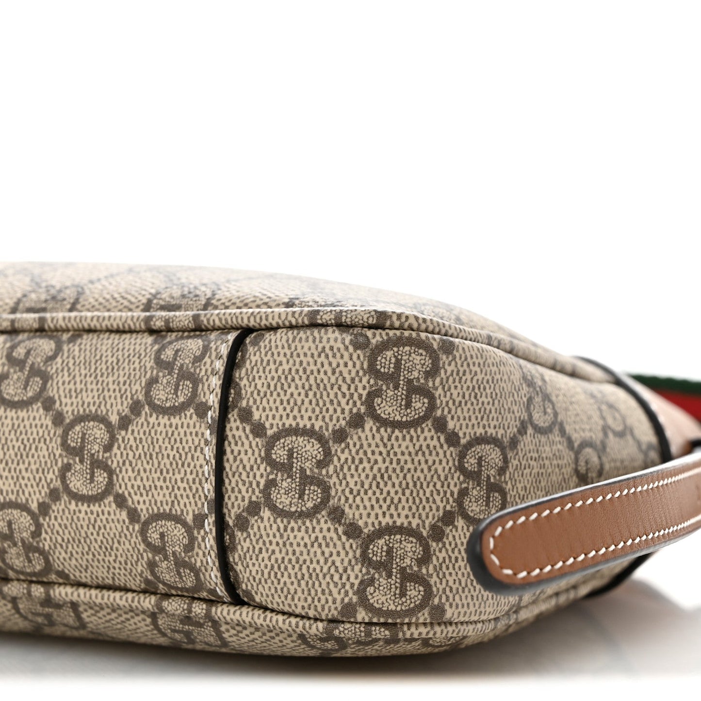 GG Supreme Monogram Textured Calfskin Small Emblem Shoulder Bag Beige Dark Brown