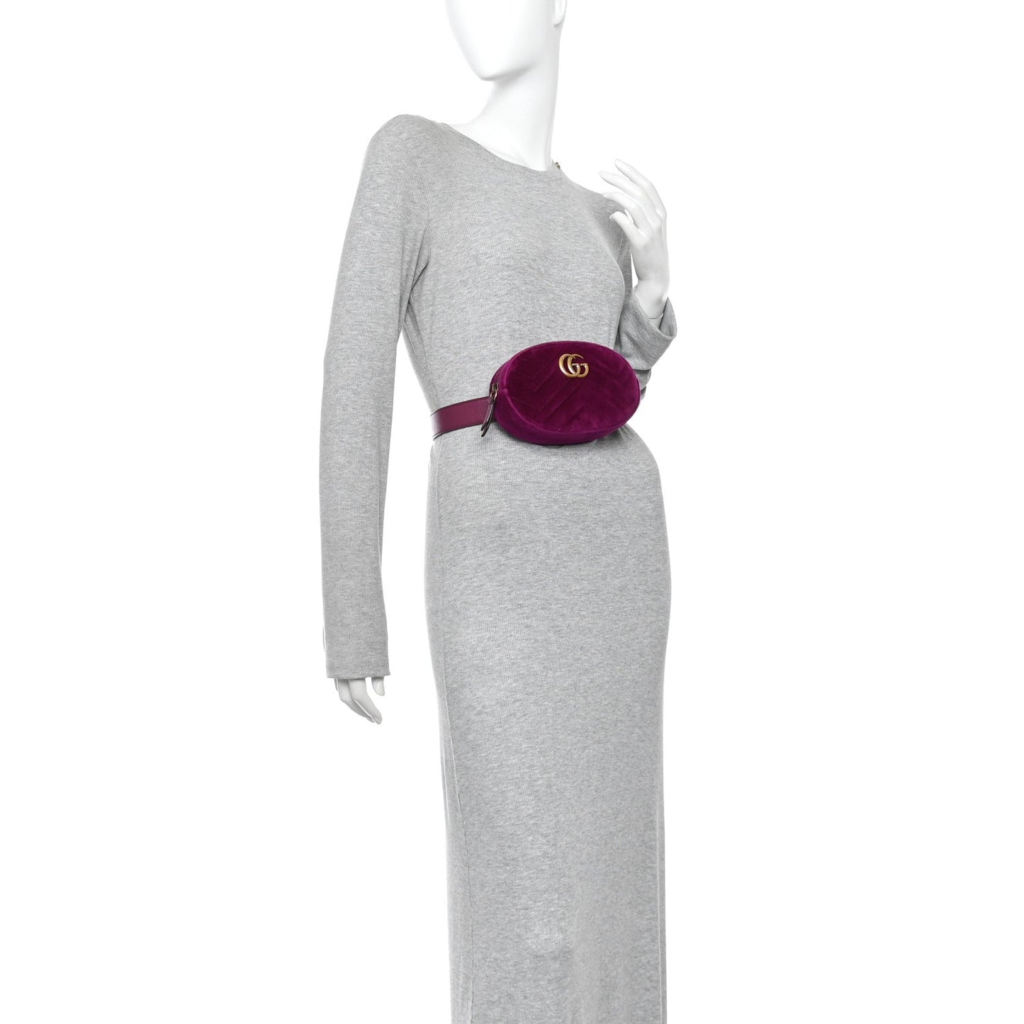 Velvet Matelasse GG Marmont Belt Bag 75 30 Fuchsia Violet Cyclamen