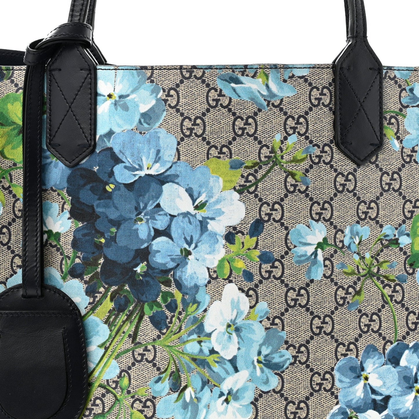 GG Supreme Monogram Blooms Medium Reversible Tote Beige Blue Navy