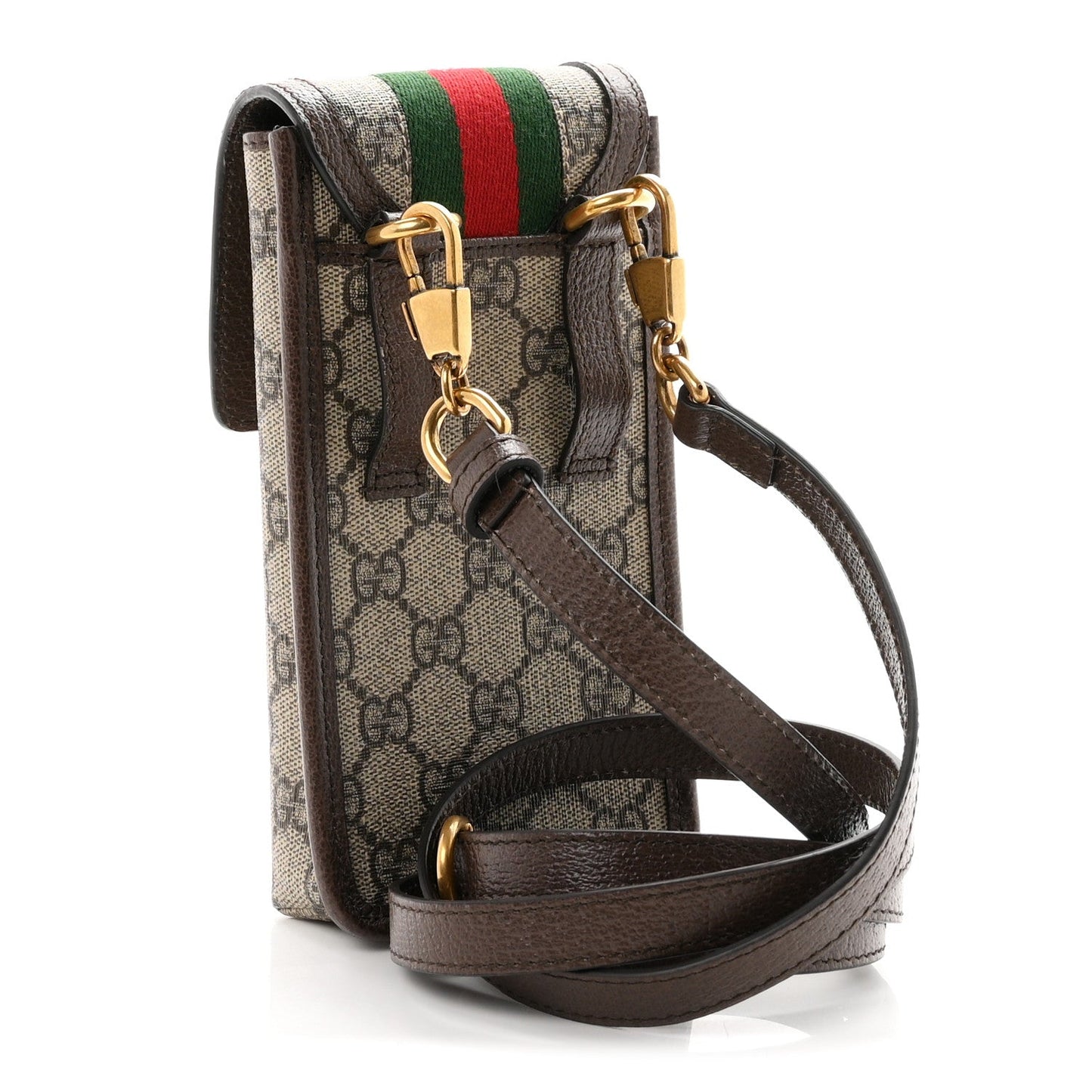 GG Supreme Monogram Web Ophidia Phone Crossbody Bag Beige New Acero