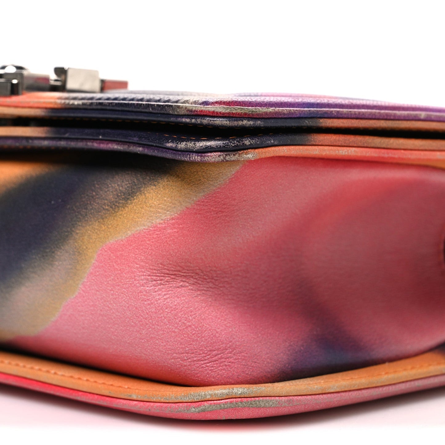 Lambskin Quilted Small Flower Power Boy Flap Multicolor