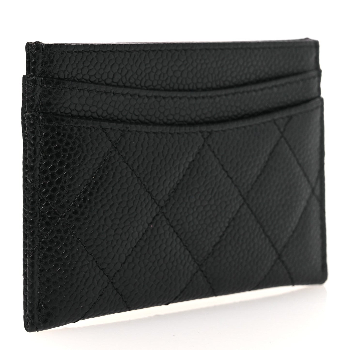 Caviar Quilted Card Holder Black