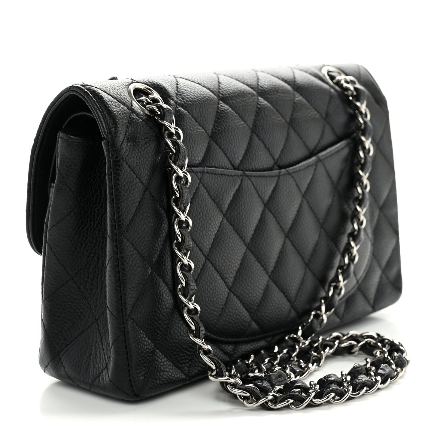 Caviar Quilted Small Double Flap Black
