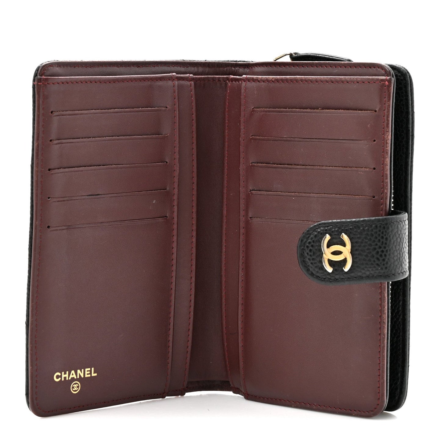 Caviar Quilted Zipped Pocket Wallet Black