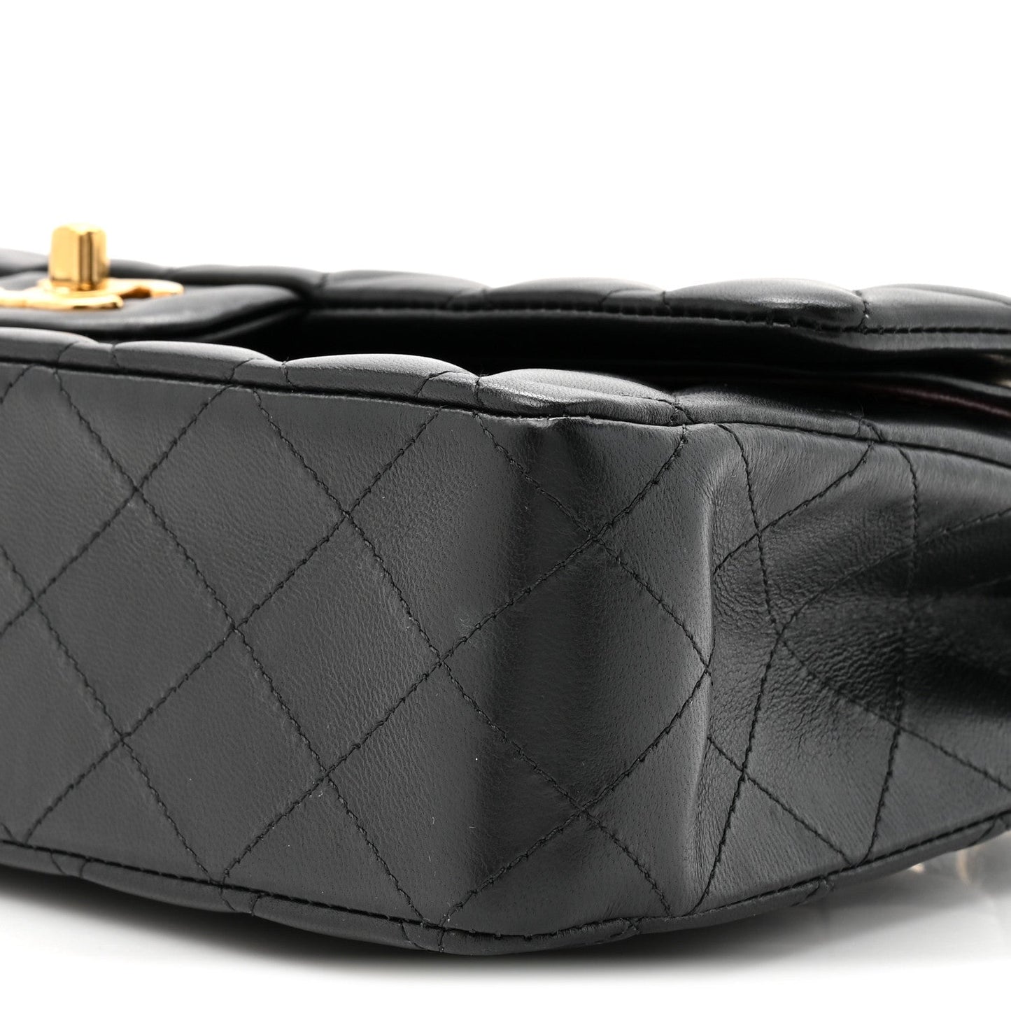 Lambskin Quilted Small Double Flap Black