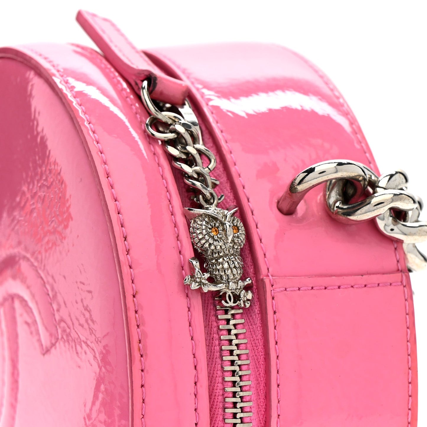 Patent Round As Earth Evening Bag Pink