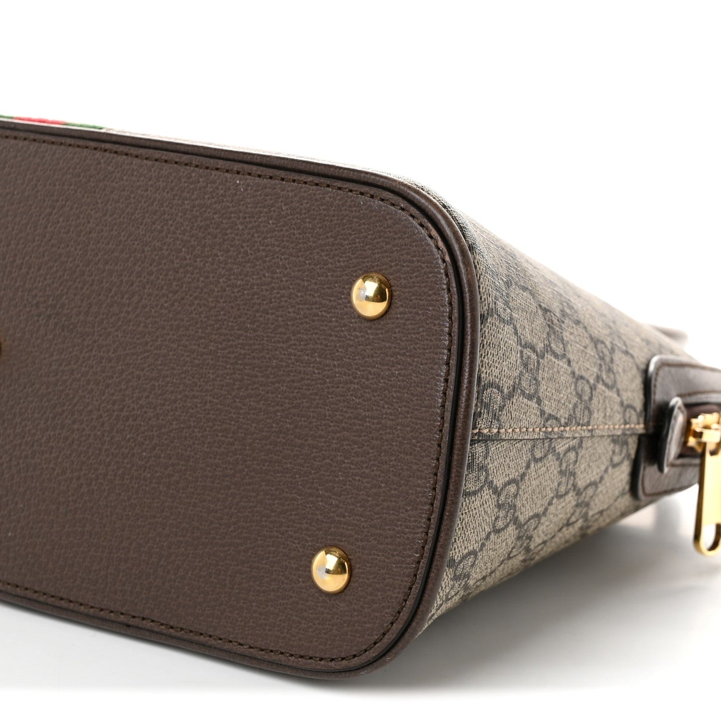 GG Supreme Monogram Web Medium Top Handle Ophidia Dome Shoulder Bag Brown