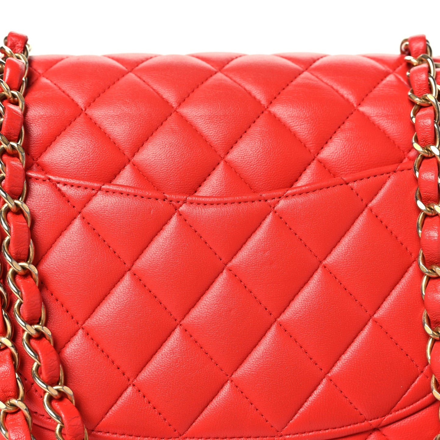 Lambskin Quilted Small Double Flap Red