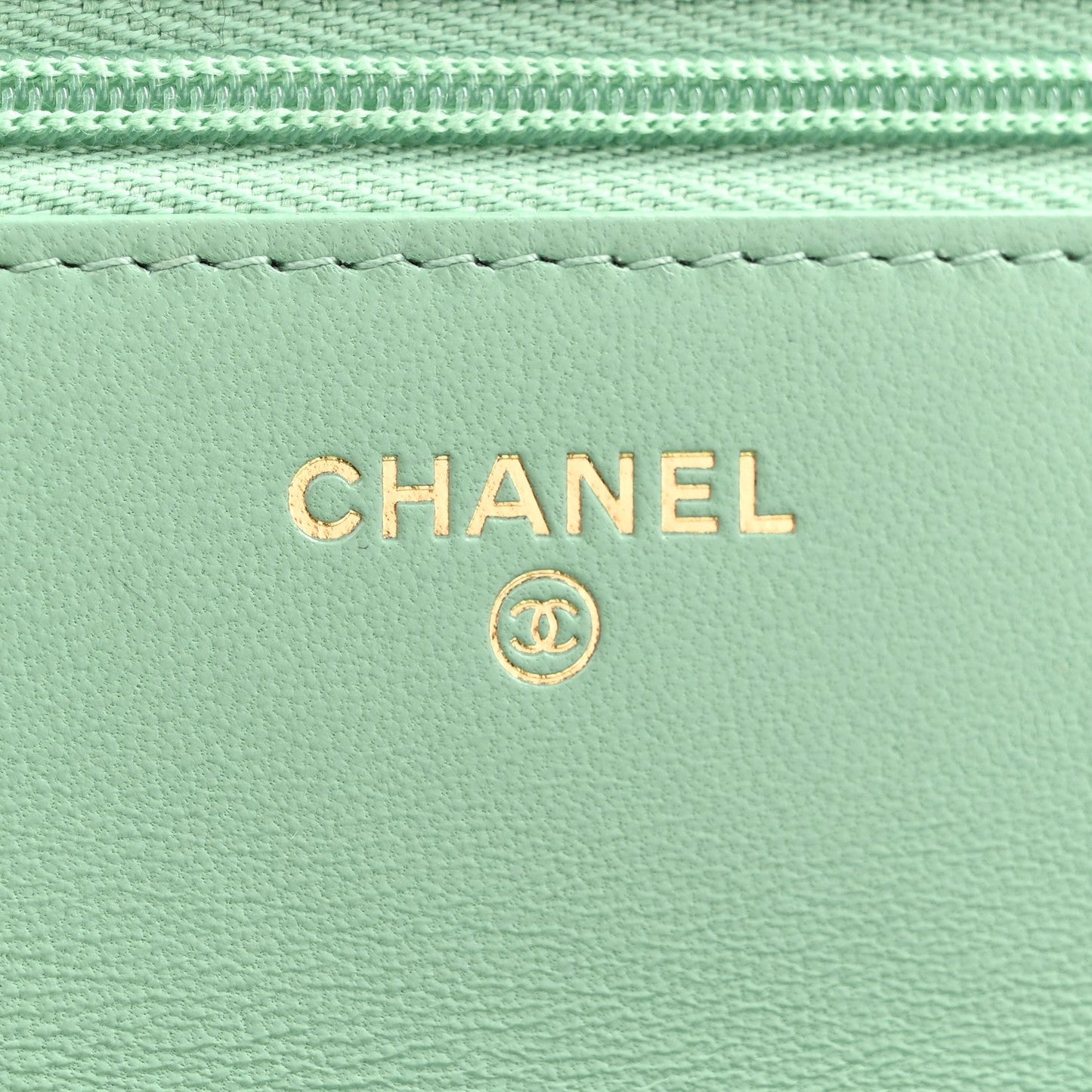 Lambskin Quilted Logo WOC Wallet On Chain Green