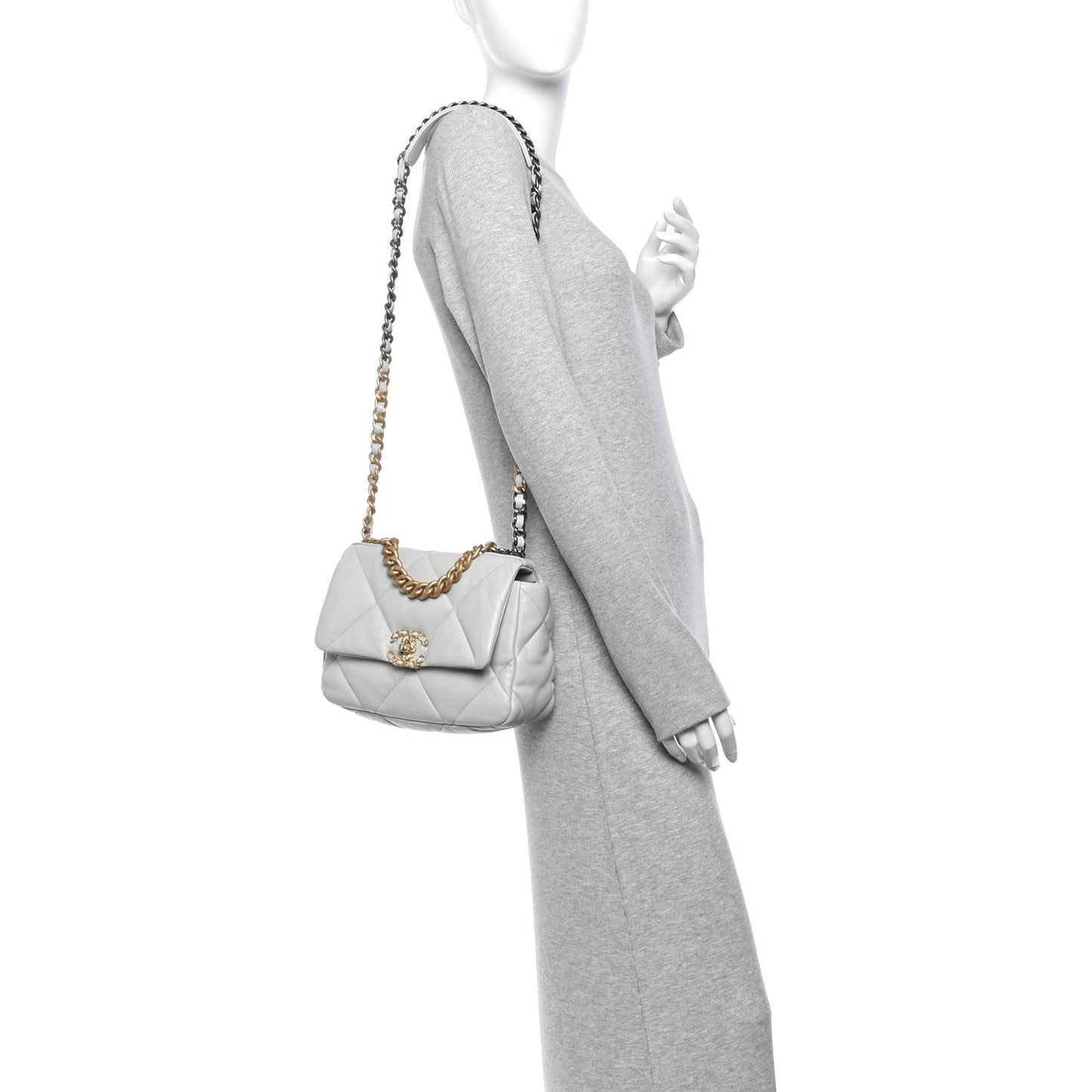 Lambskin Quilted Medium Chanel 19 Flap Grey