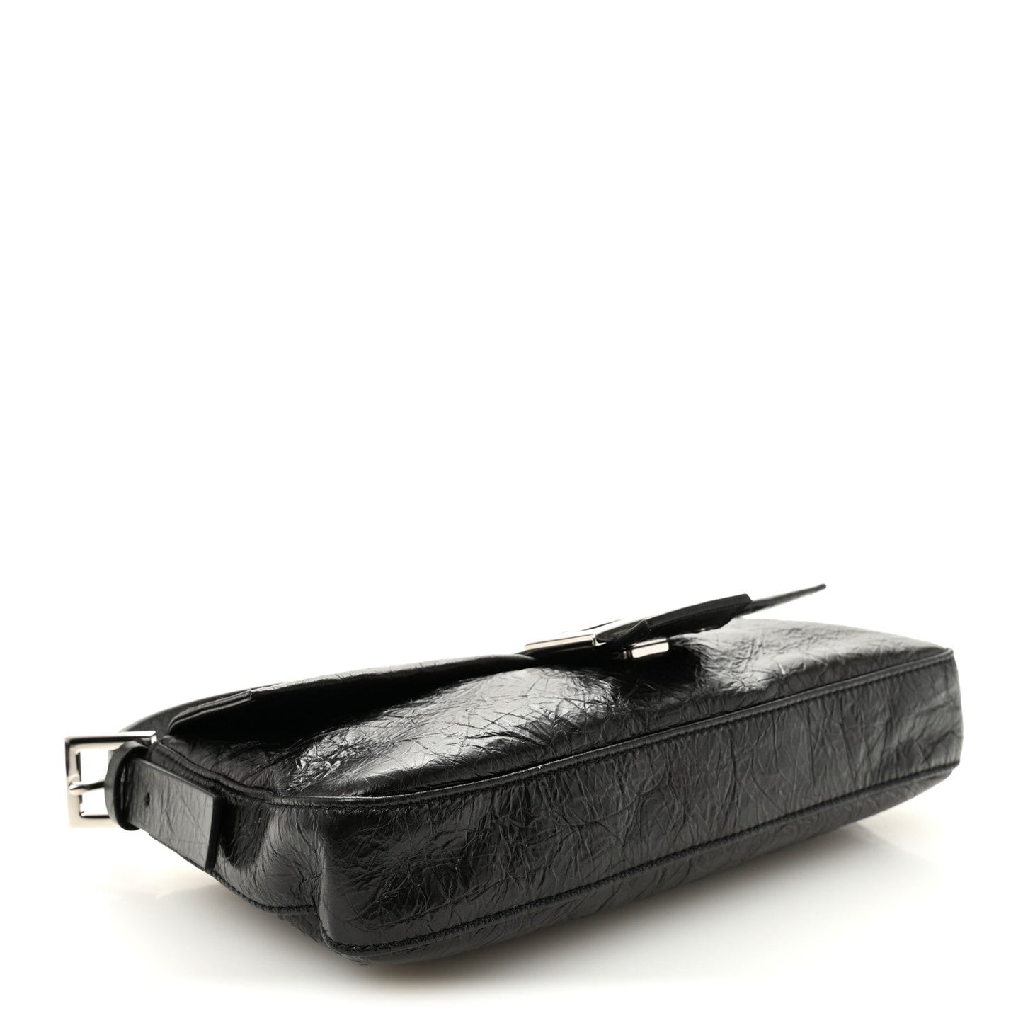 Crackled Calfskin Baguette 26424 Black