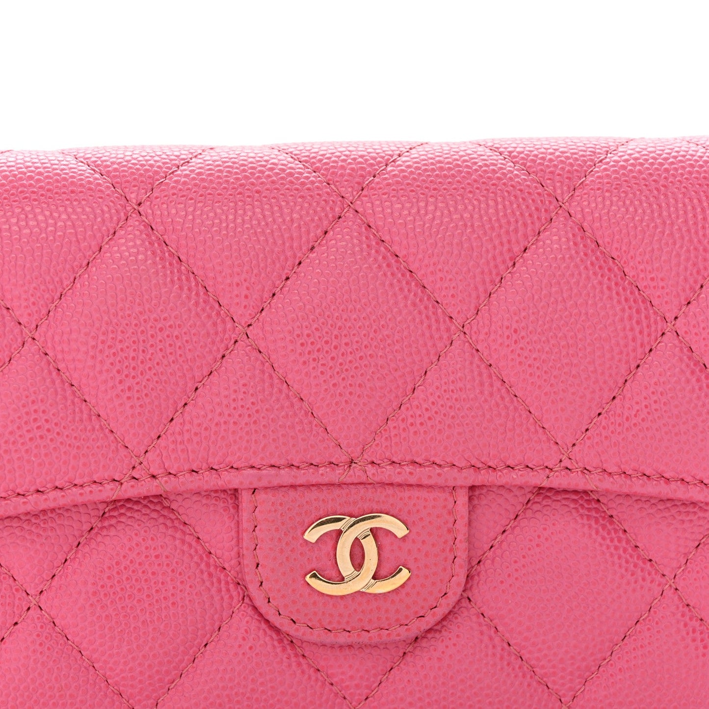 Caviar Quilted Medium Flap Wallet Pink