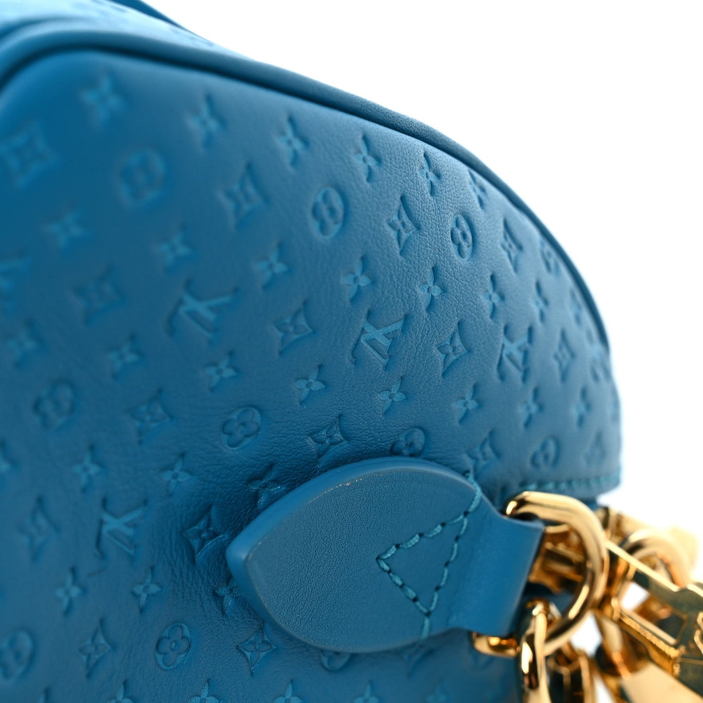Calfskin Nanogram Embossed Speedy Bandouliere 20 Blue