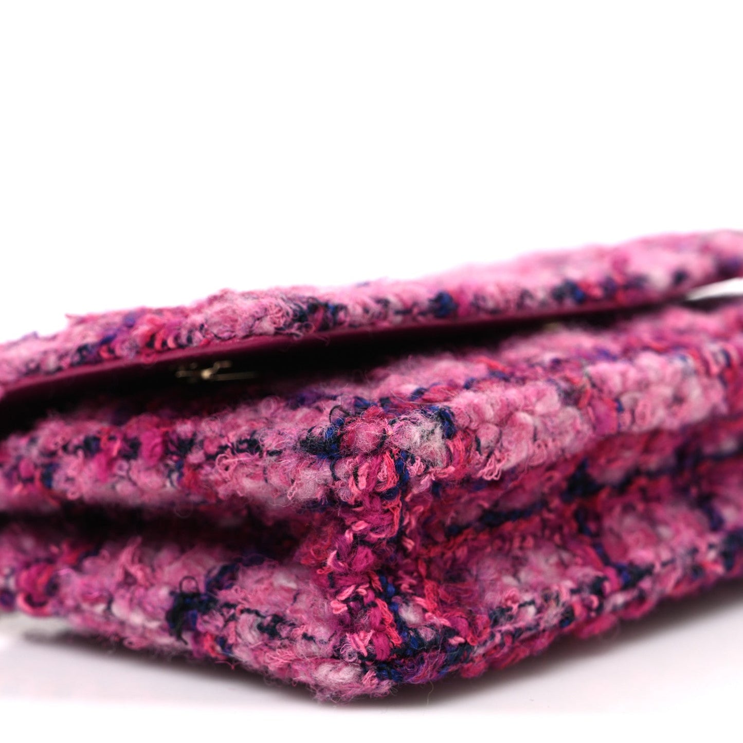Tweed Quilted Wallet On Chain WOC Fuchsia Purple