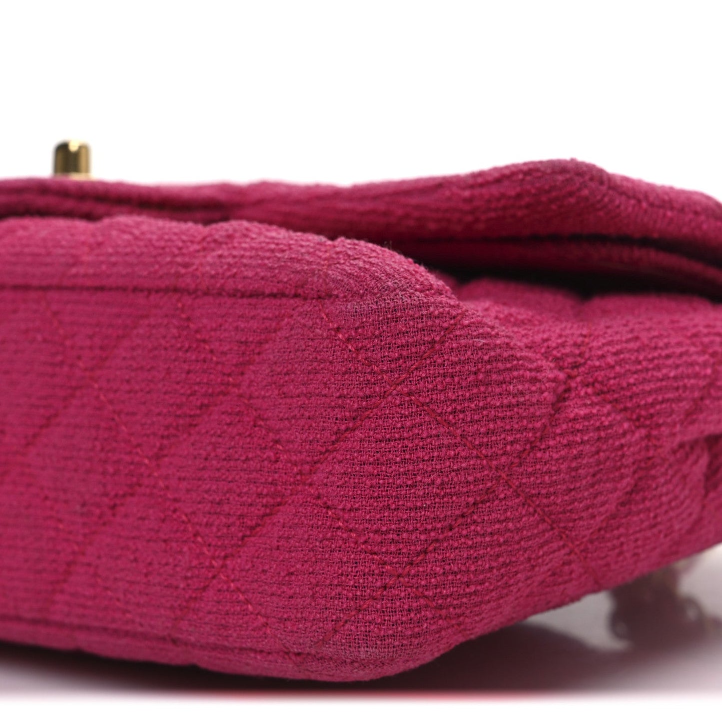 Tweed Quilted Medium Double Flap Fuchsia