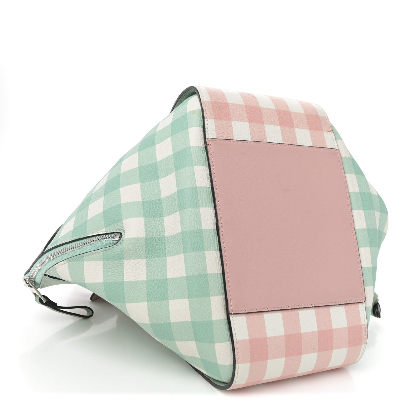 Calfskin Gingham Small Hammock Shoulder Bag Pink Green