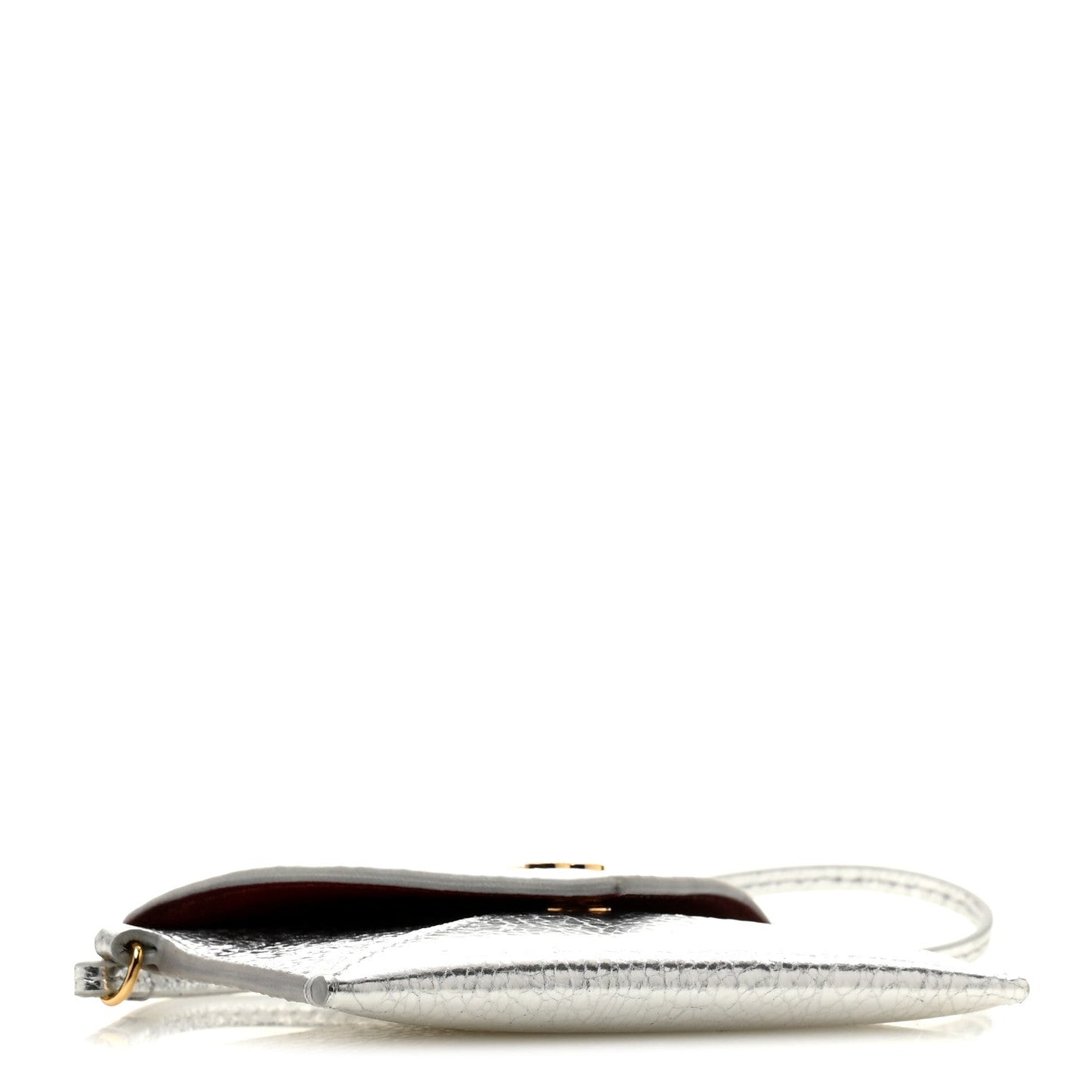 Metallic Lambskin Card Holder Bag Charm Silvery