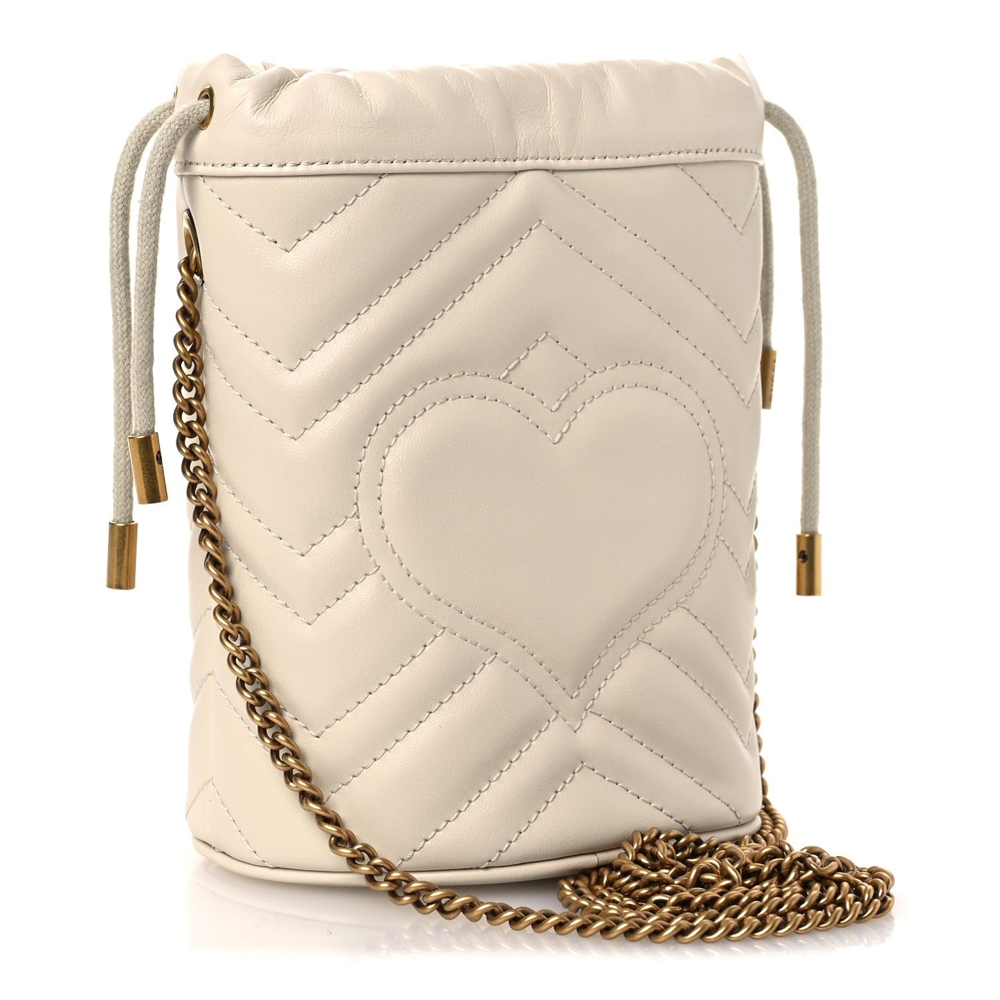 Calfskin Matelasse Mini GG Marmont 2.0 Bucket Bag White