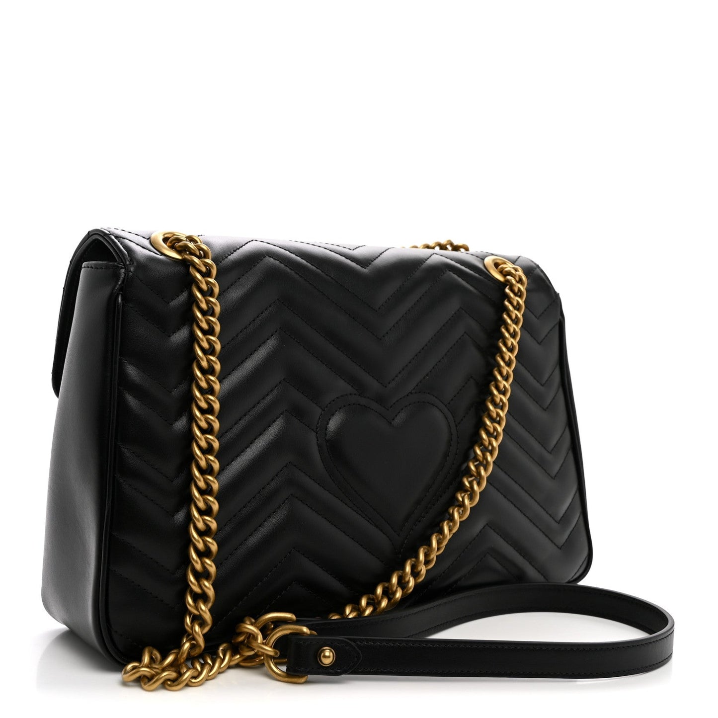 Calfskin Matelasse Medium GG Marmont Shoulder Bag Black