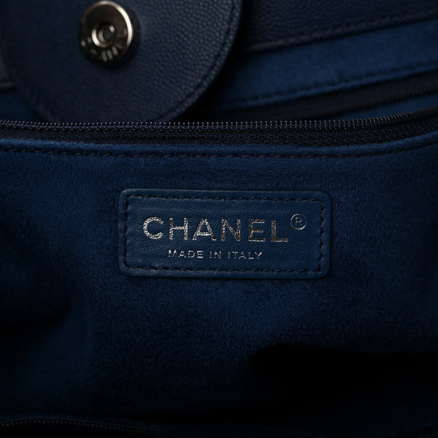 Caviar Medium Studded Deauville Tote Navy