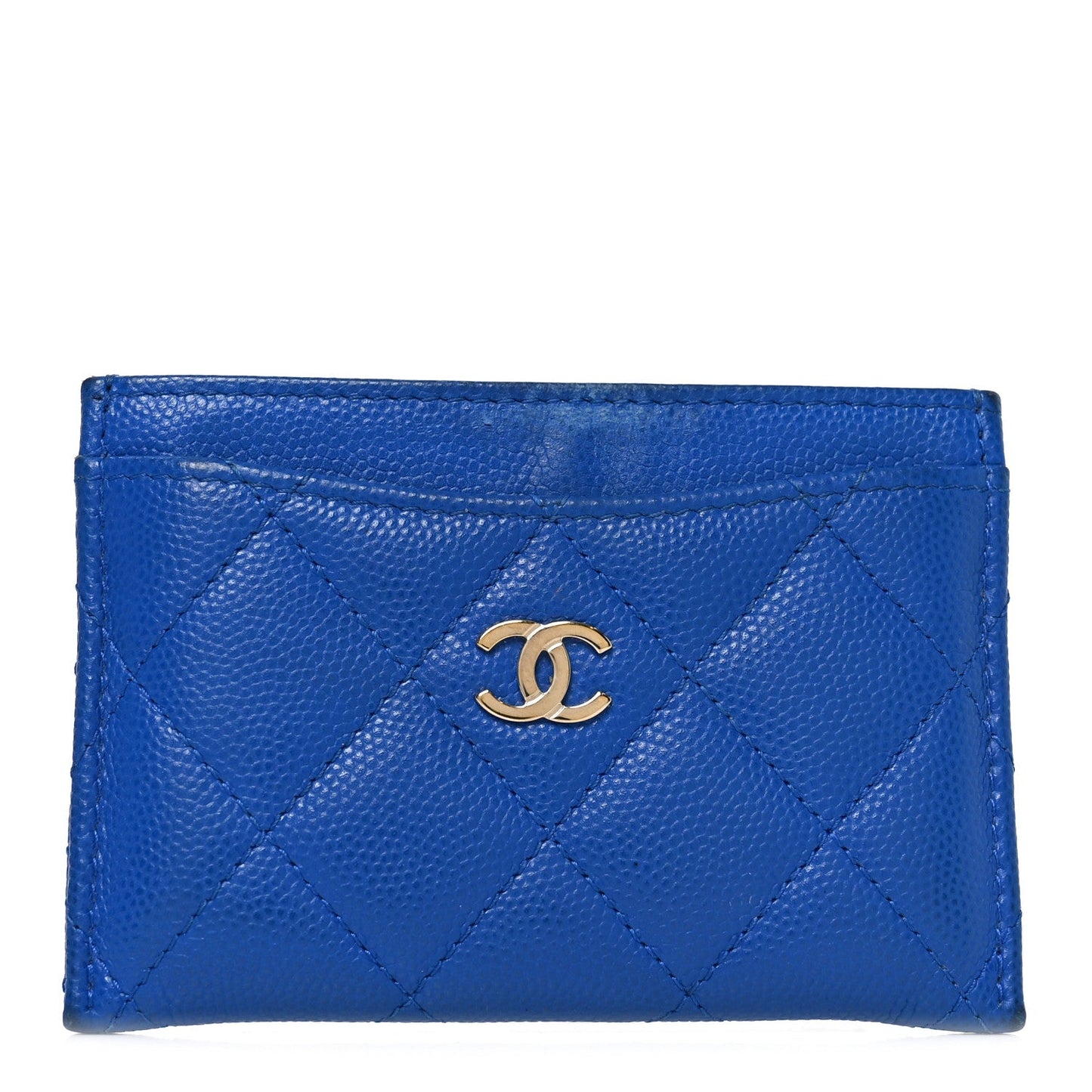 Caviar Quilted Card Holder Blue