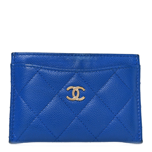 Caviar Quilted Card Holder Blue
