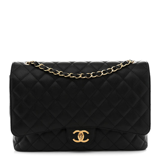 Caviar Quilted Maxi Double Flap Black