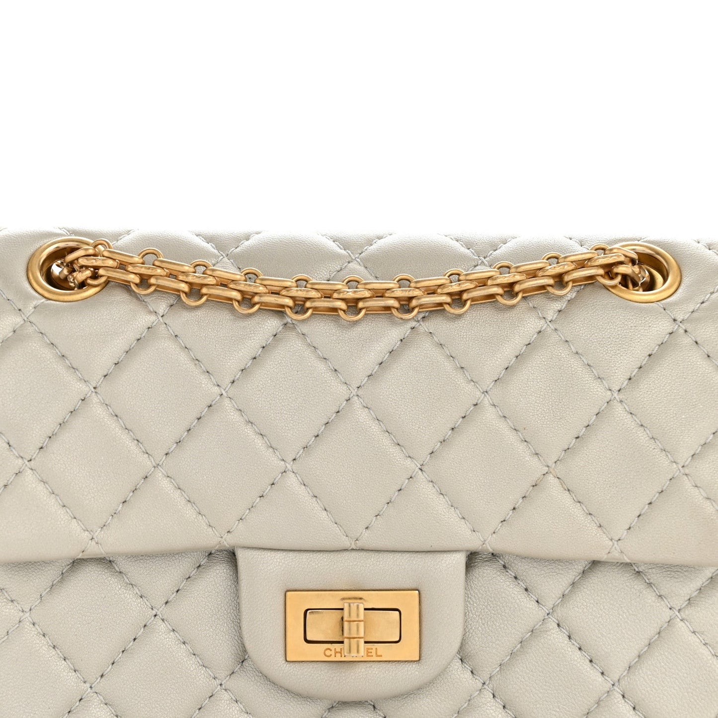 Metallic Goatskin Quilted 2.55 Reissue Mini Flap Silver