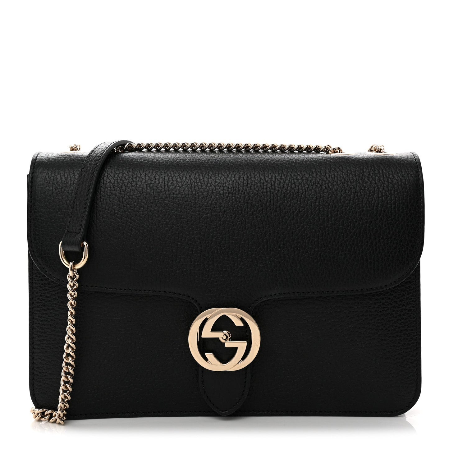Dollar Calfskin Interlocking G Shoulder Bag Black