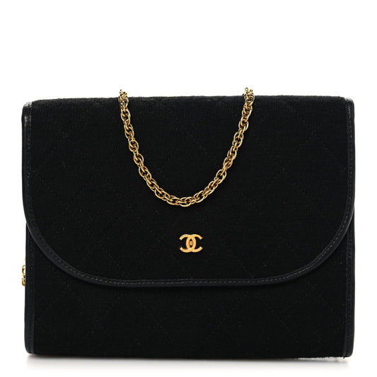 Jersey Quilted Mini Square Flap Black