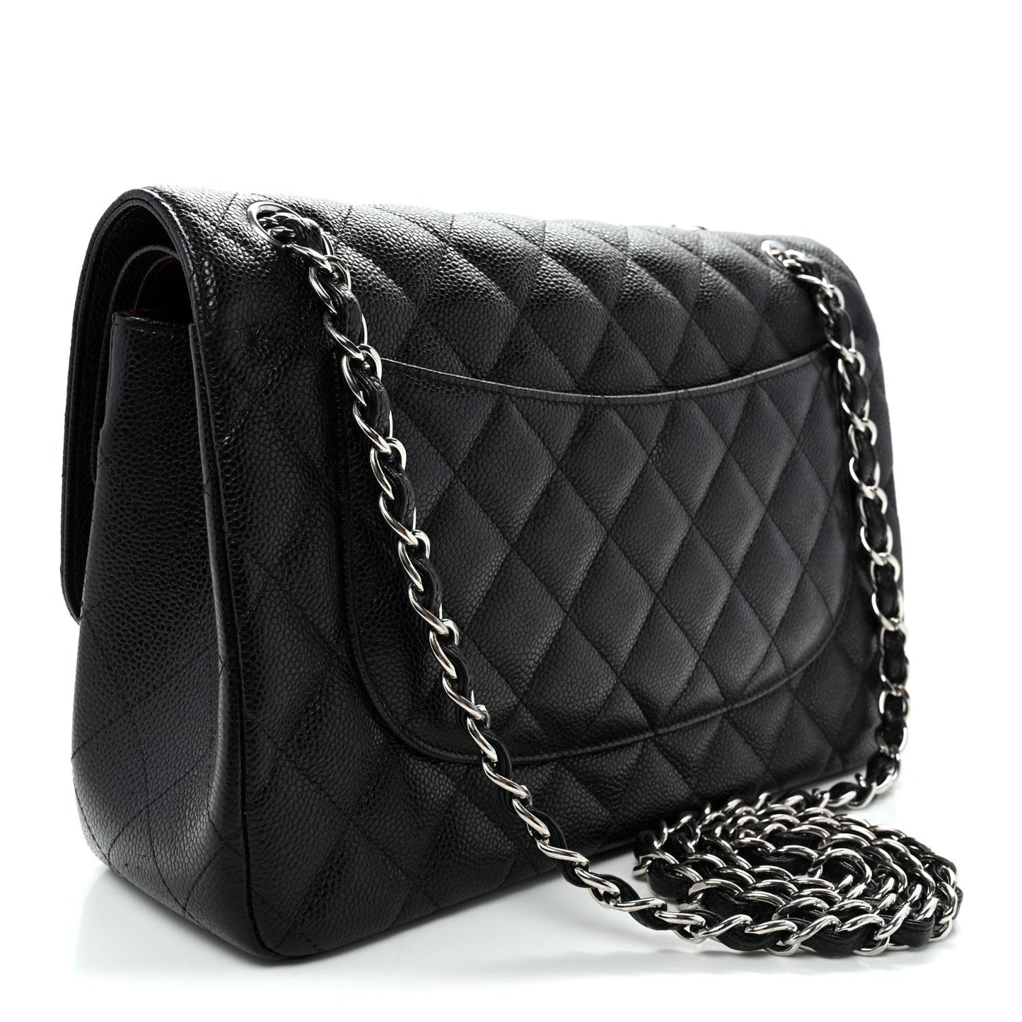 Caviar Quilted Jumbo Double Flap Black