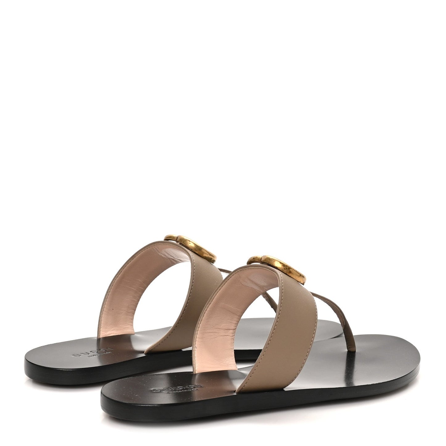 Calfskin GG Marmont Thong Sandals 35 Mud 35.5 Mud