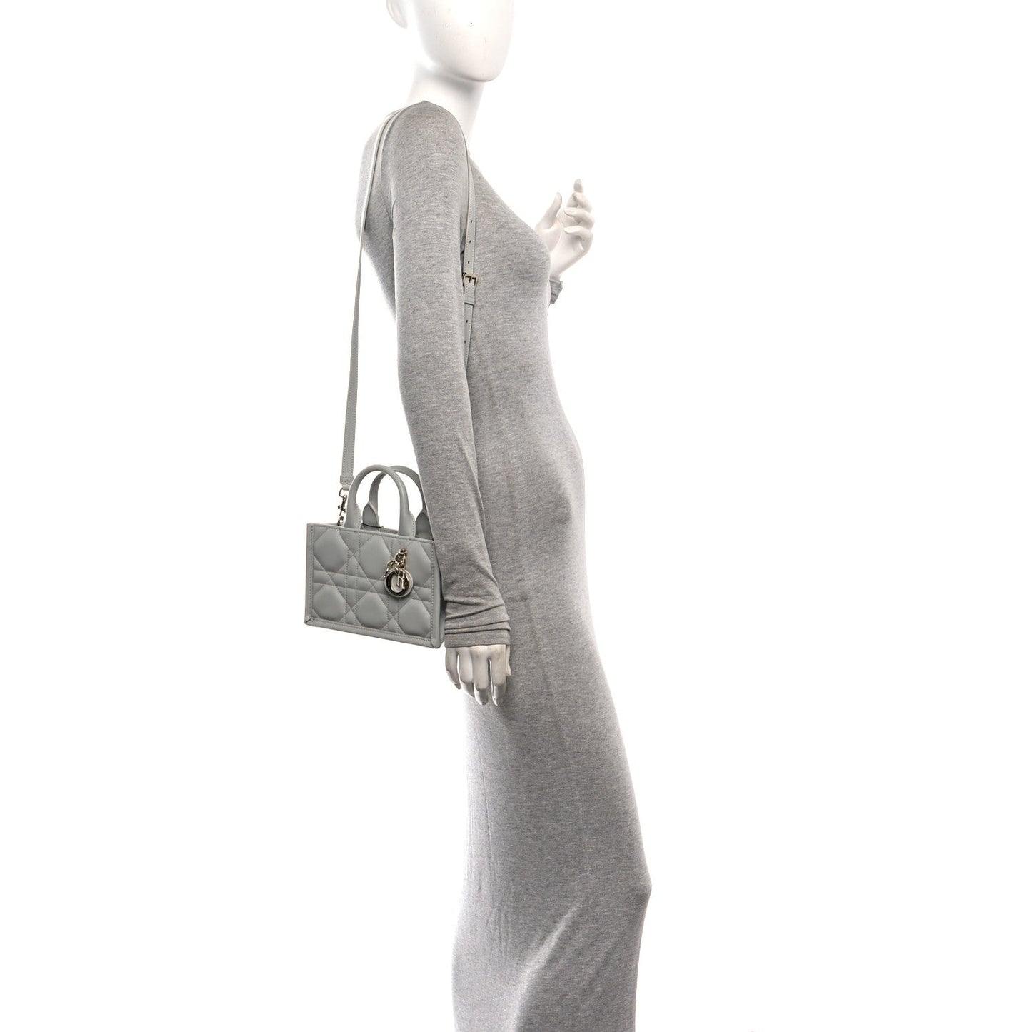 Calfskin Macrocannage Mini Book Tote Grey