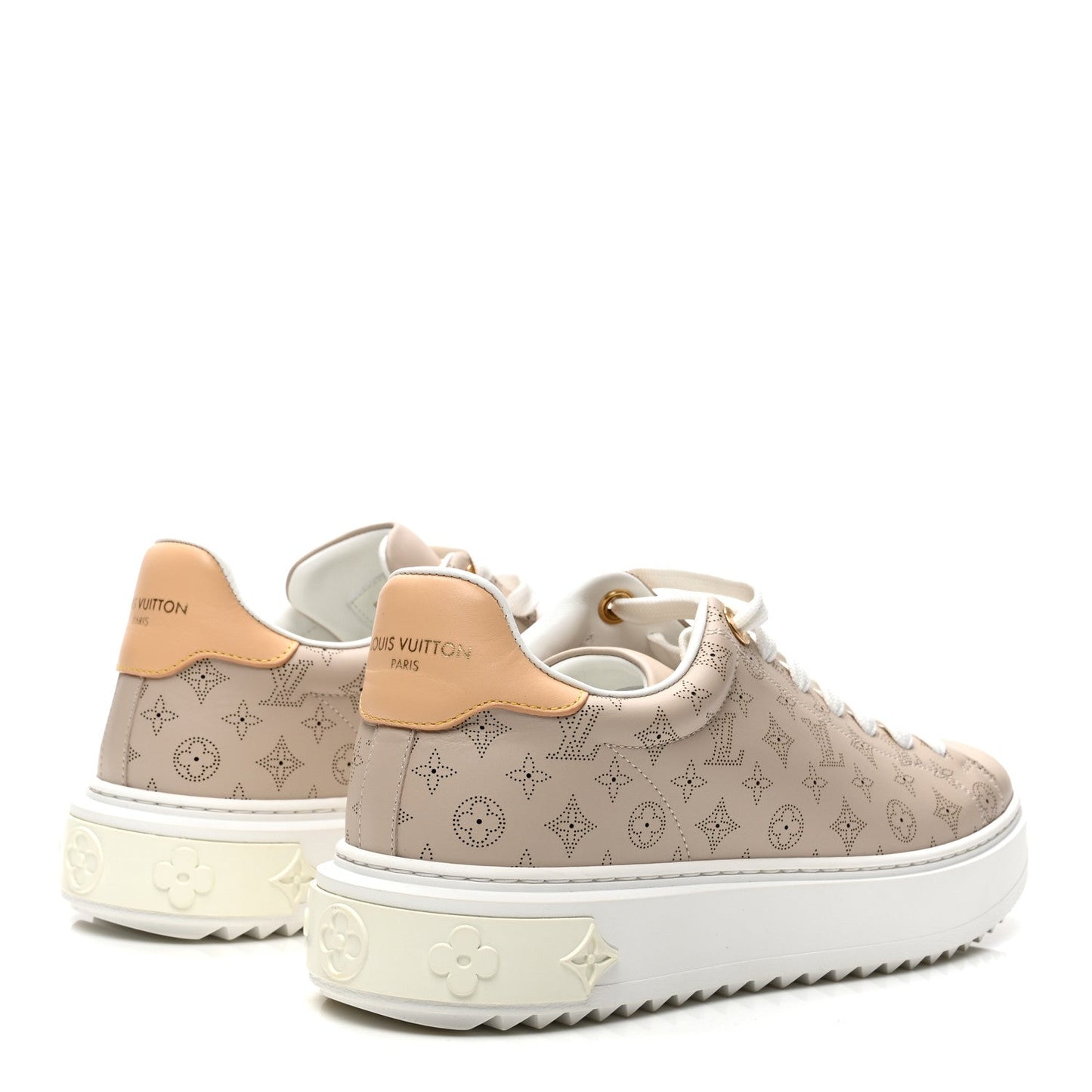 Calfskin Mahina Monogram Time Out Sneakers 39 Galet