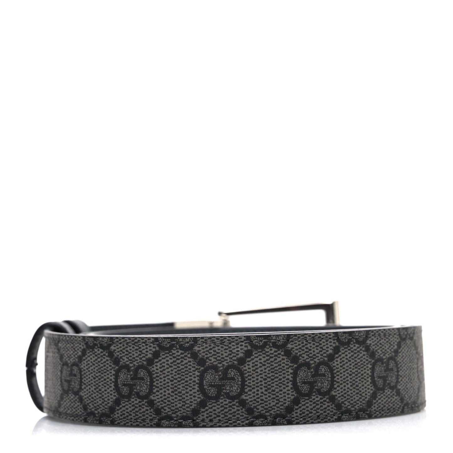 Selleria Calfskin GG Supreme Monogram Reversible Belt 90 36 Graphite Grey Black