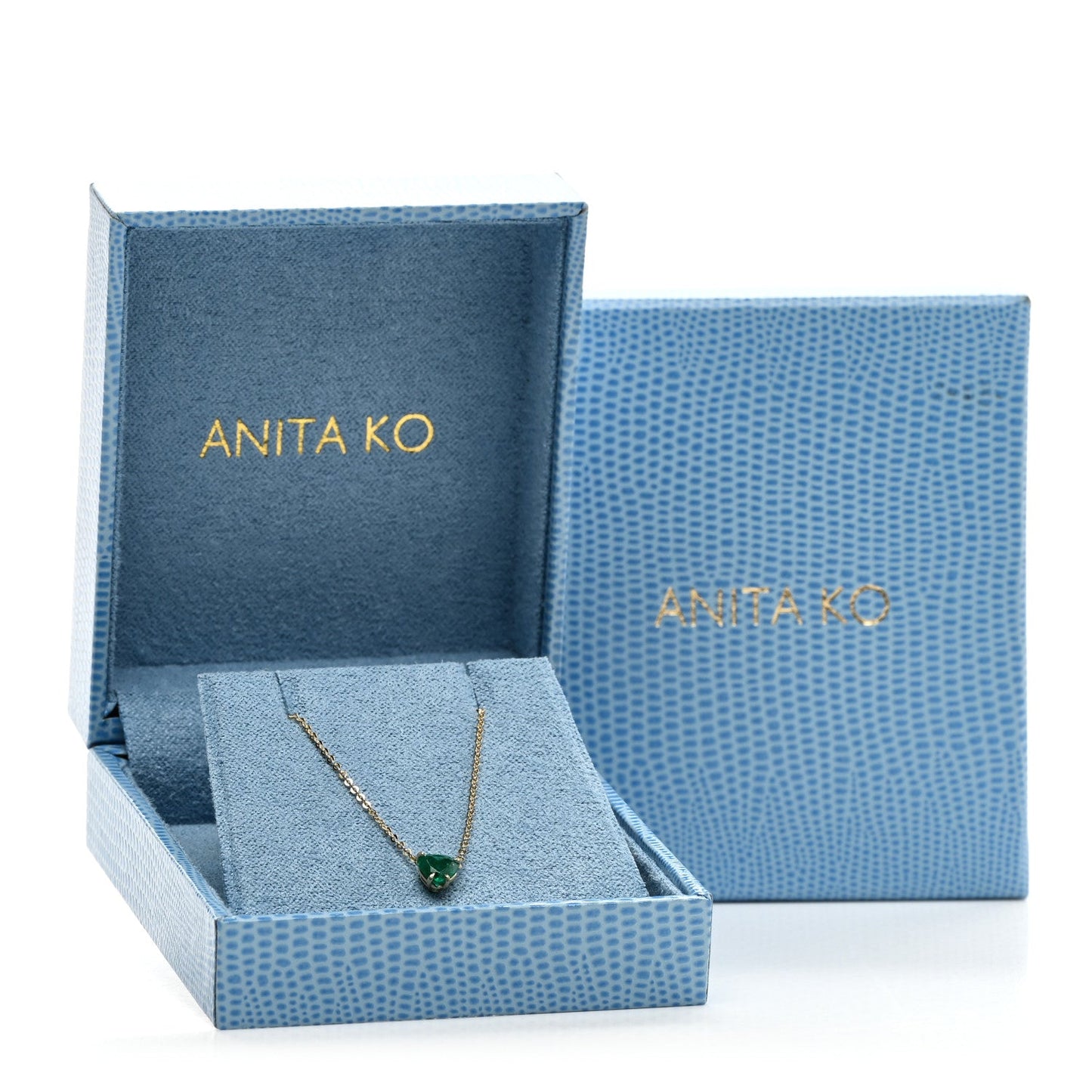 18K Yellow Gold Emerald Heart Necklace