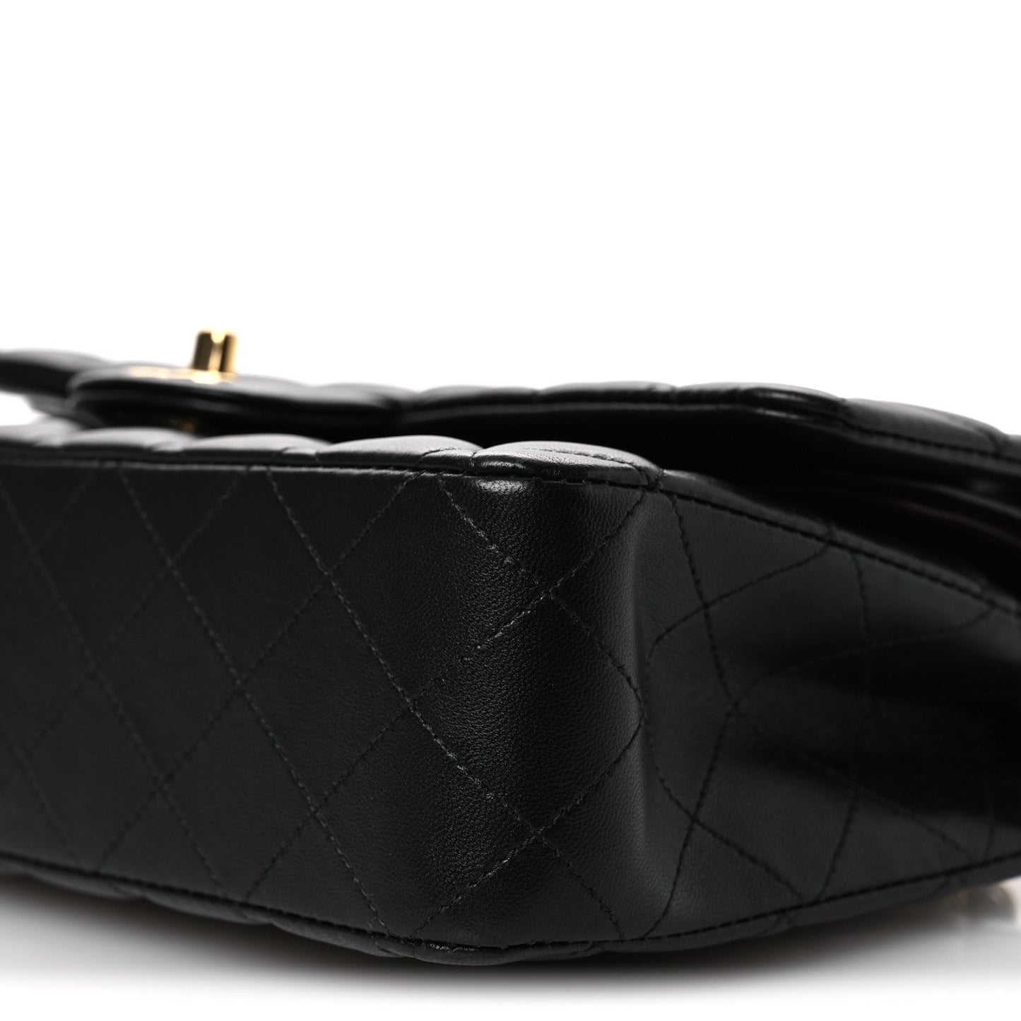 Lambskin Quilted Medium Double Flap Black