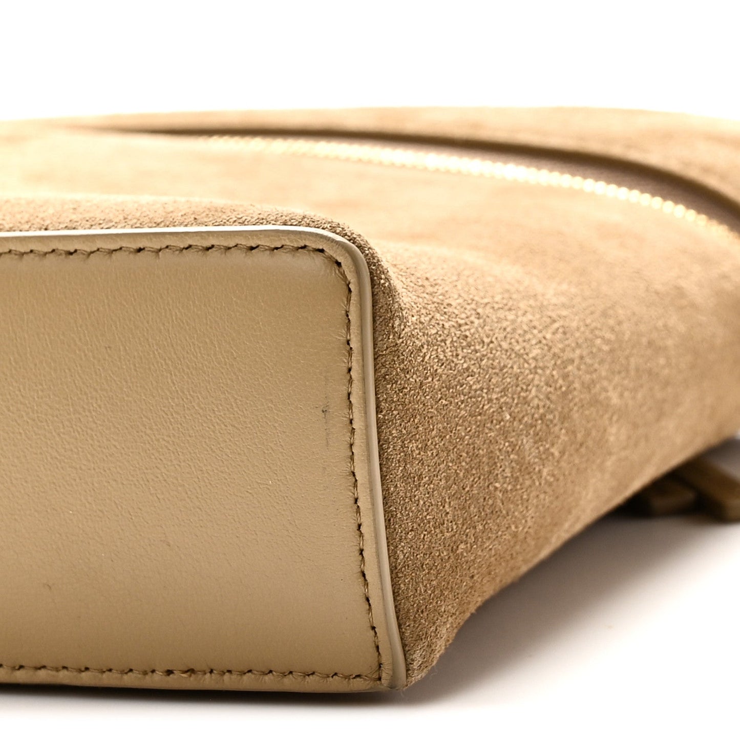 Suede Calfskin Large Supple Trapeze Vanity With Chain Beige