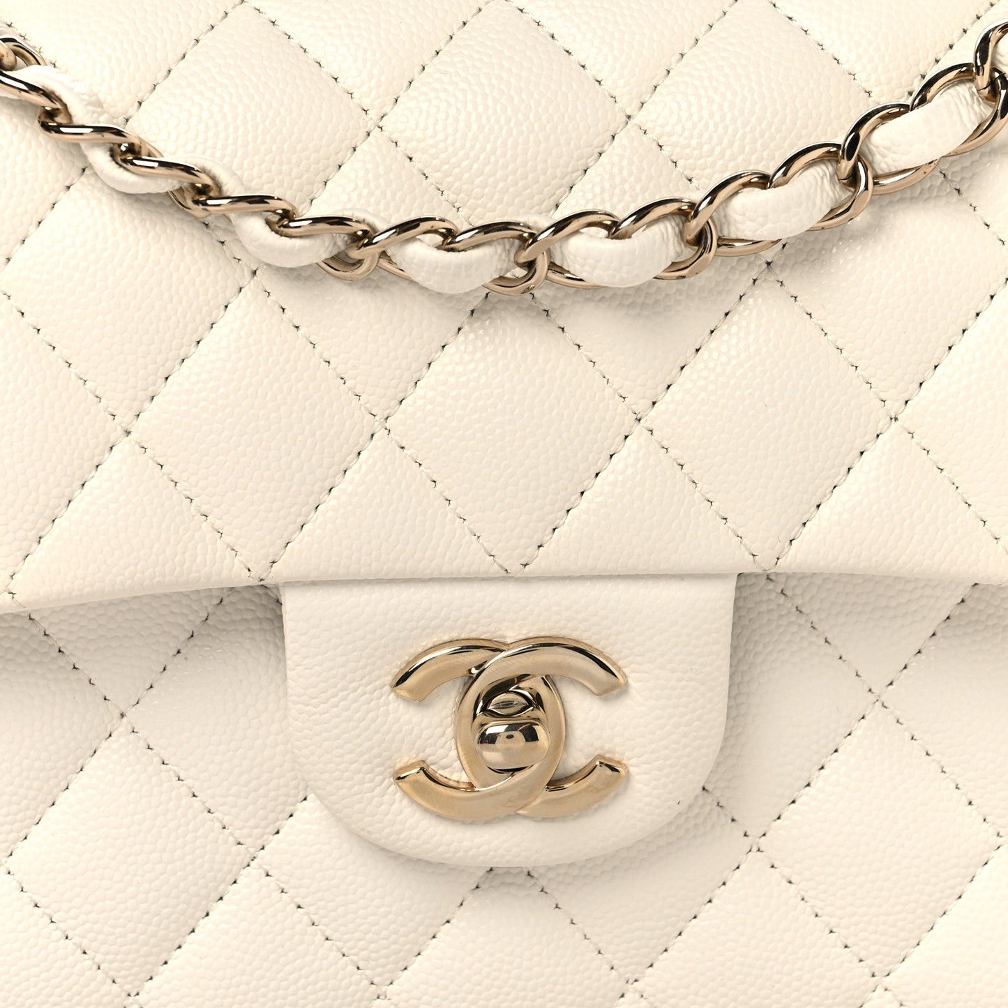 Caviar Quilted Small Double Flap White