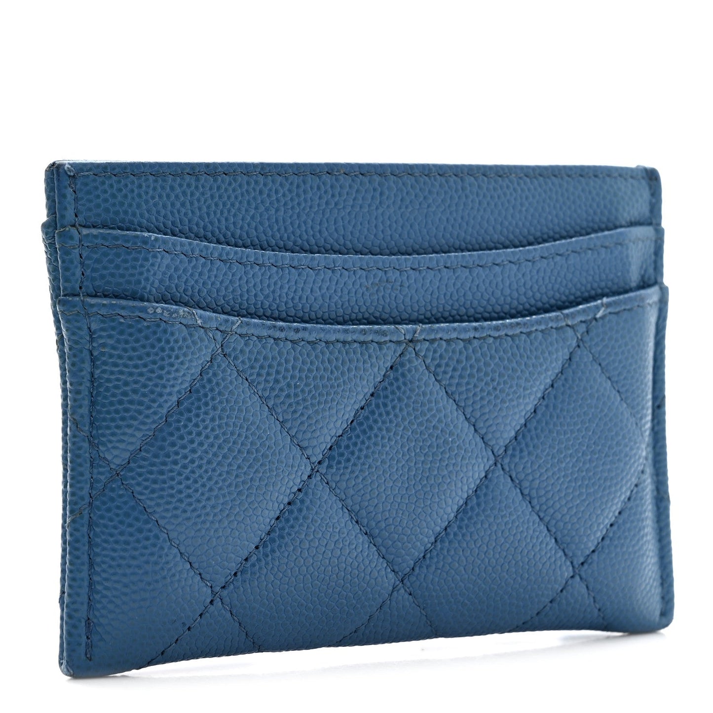 Caviar Quilted Card Holder Blue