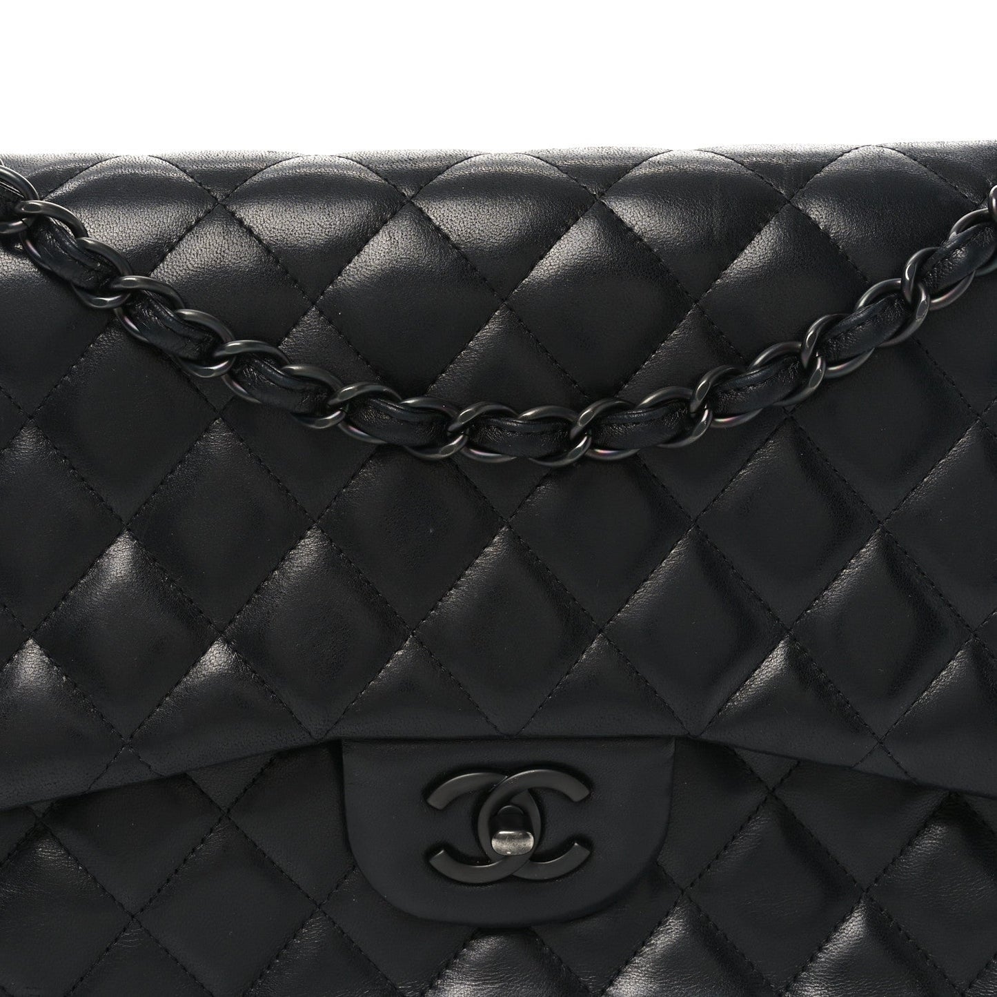 Lambskin Quilted Jumbo Double Flap So Black