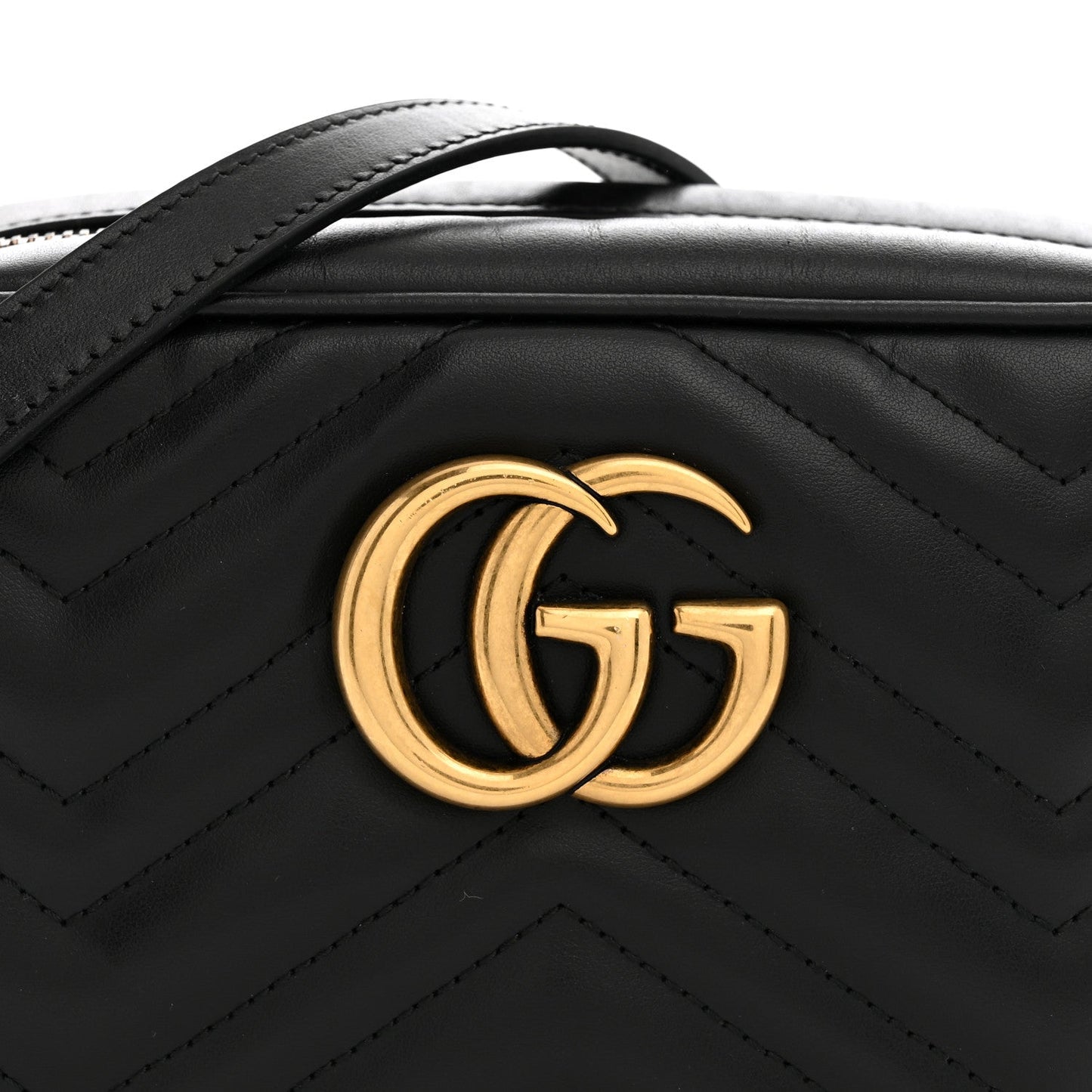 Calfskin Matelasse Small GG Marmont Chain Shoulder Bag Black