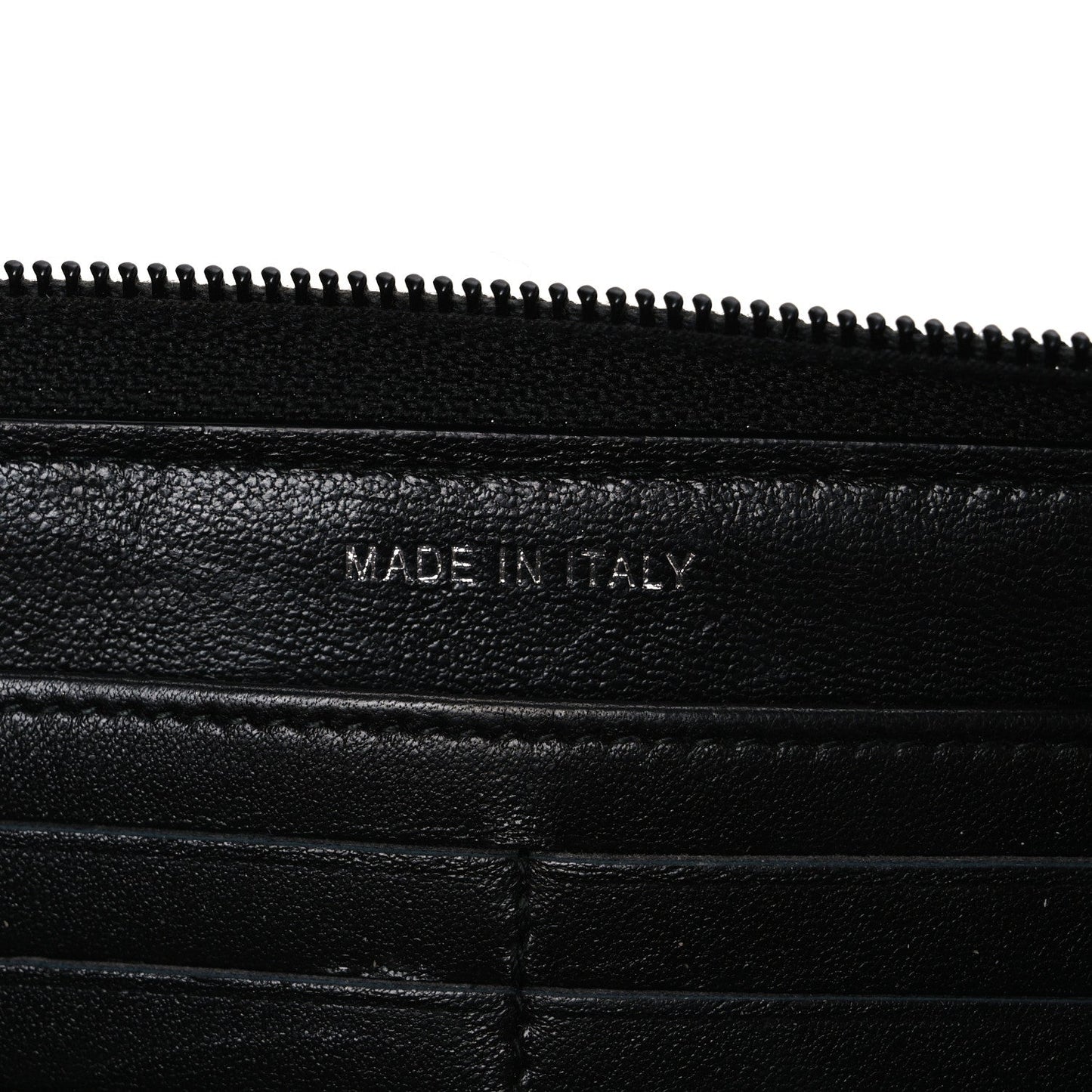 Calfskin Large Bi-Color Zip Around Boy Wallet Black Navy